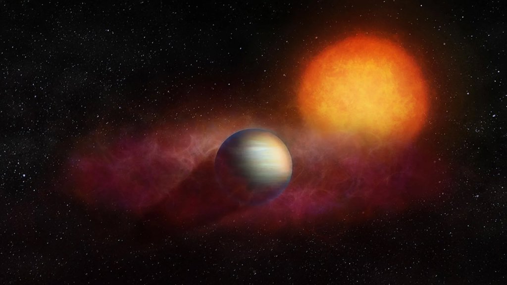 James Webb catches a giant helium cloud pouring off a puffy planet | ScienceDaily